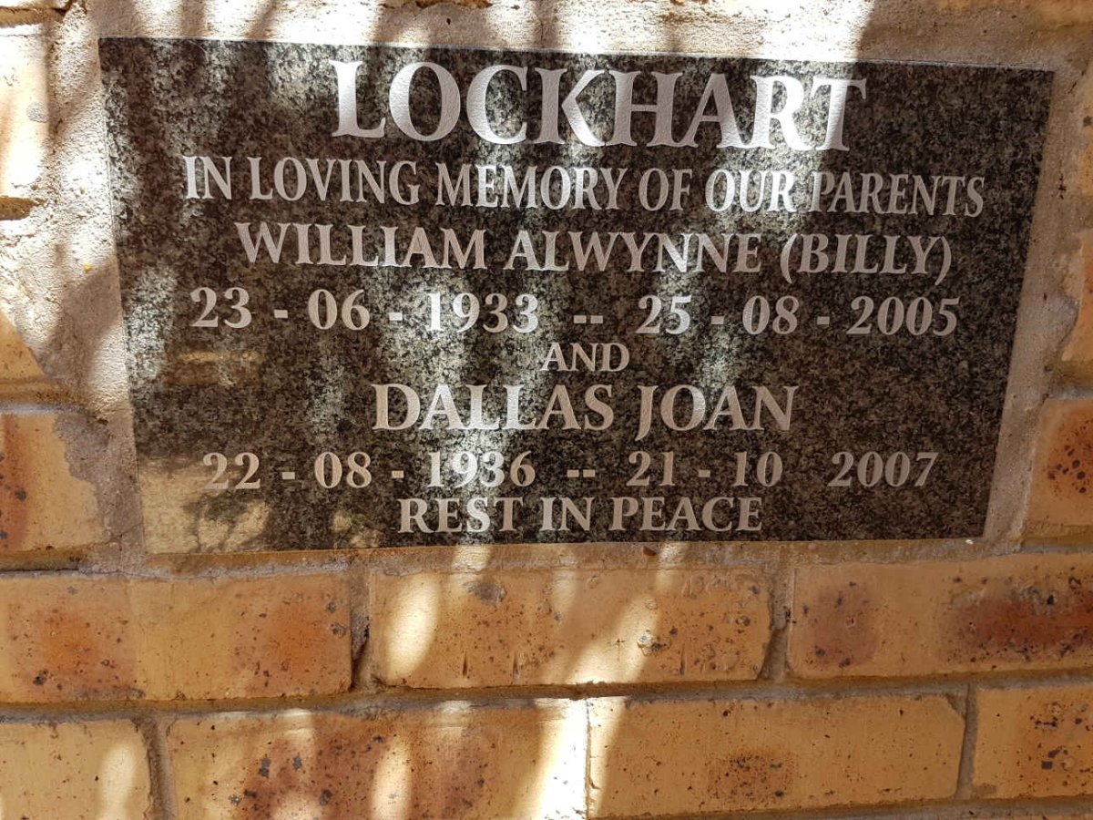 LOCKHART William Alwynne 1933-2005 &amp; Dallas Joan 1936-2007