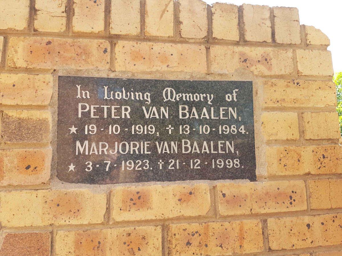 BAALEN Peter, van 1919-1984 &amp; Marjorie 1923-1998