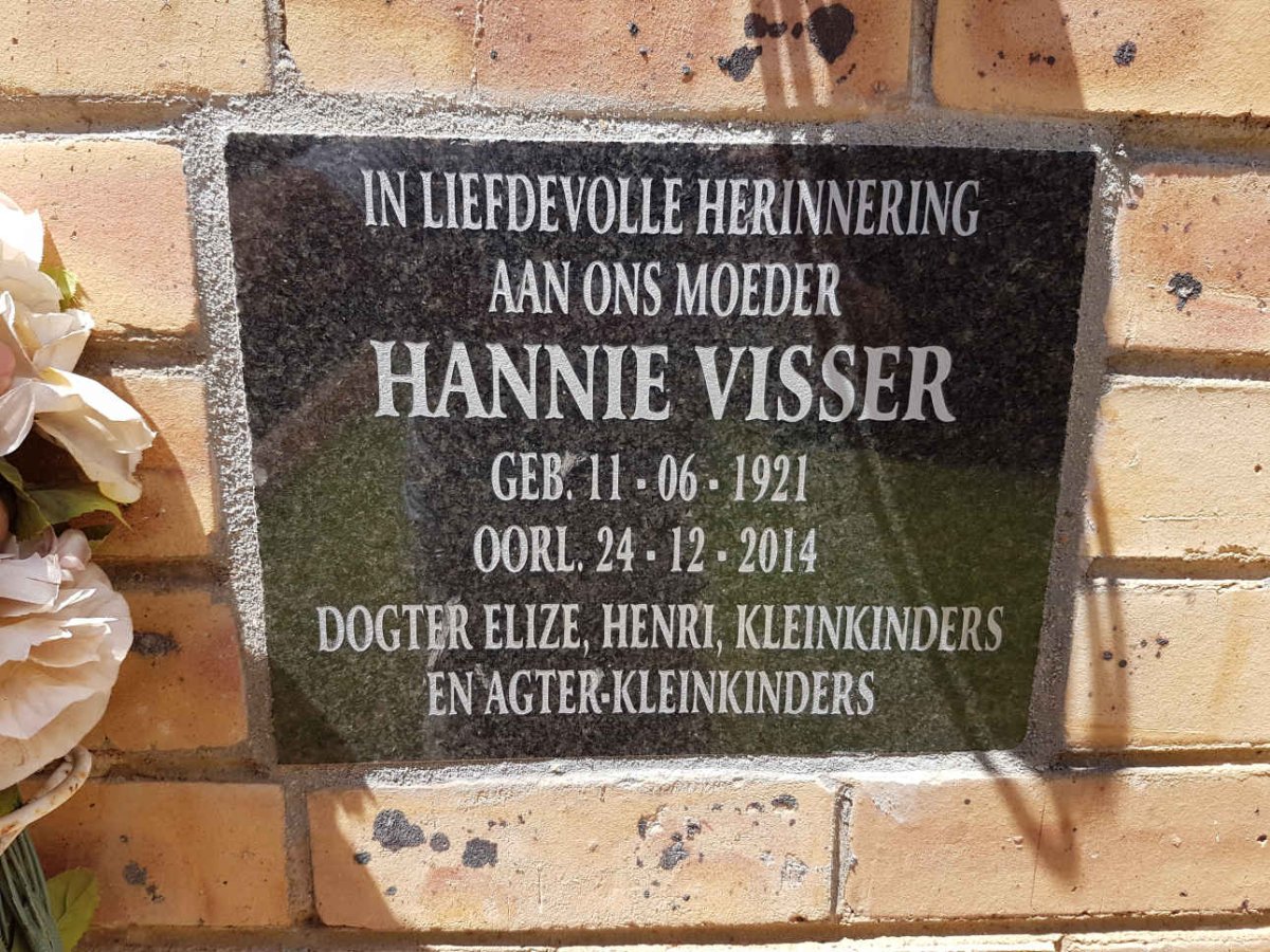 VISSER Hannie 1921-2014