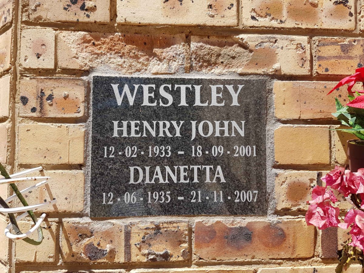WESTLEY Henry John 1933-2001 &amp; Dianetta 1935-2007