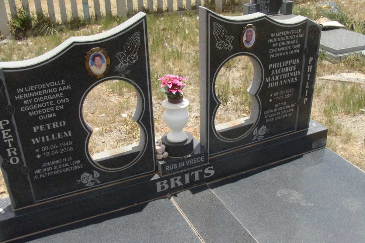 BRITS Philippus Jacobus Marthinus Johannes 1946-2011 &amp; Petro Willem 1949-2008