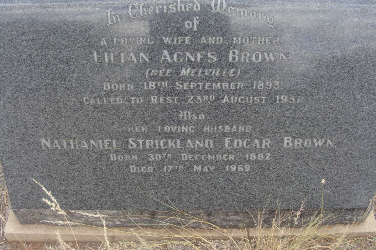 BROWN Nathaniel Strickland Edgar 1882-1969 &amp; Lilian Agnes MELVILLE 1893-1957