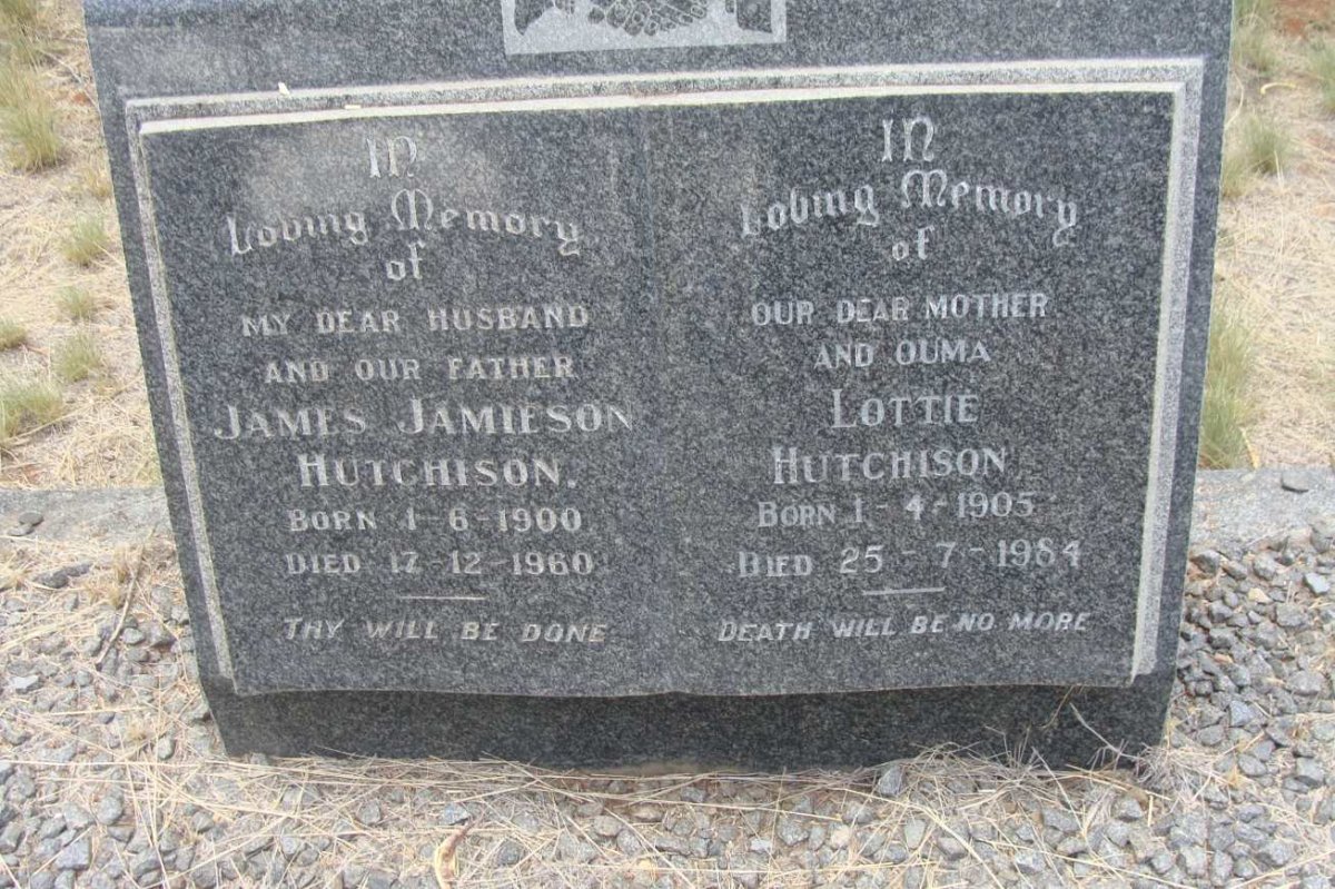 HUTCHISON James Jamieson 1900-1960 &amp; Lottie 1905-1984
