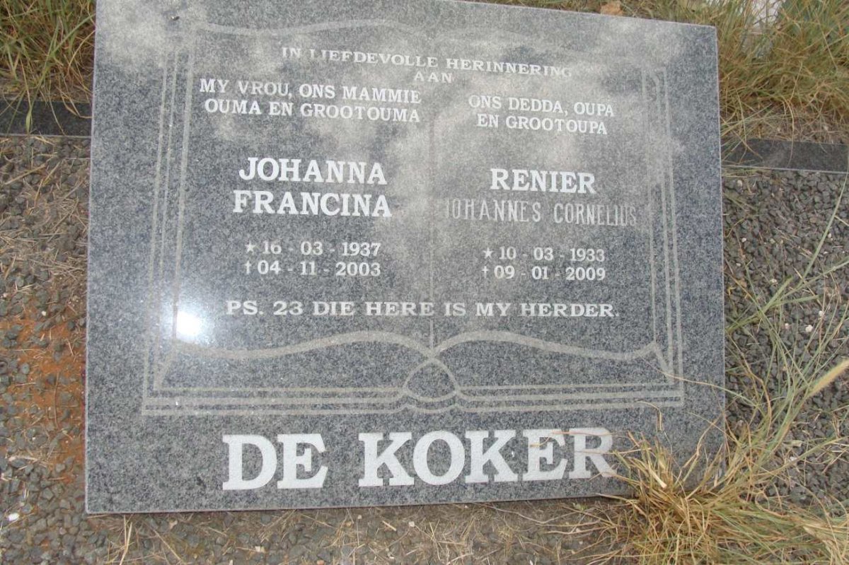 KOKER Renier Johannes Cornelius, de 1933-2009 &amp; Johanna Francina 1937-2003