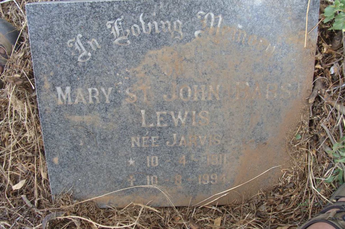 LEWIS Mary St John nee JARVIS 1911-1994
