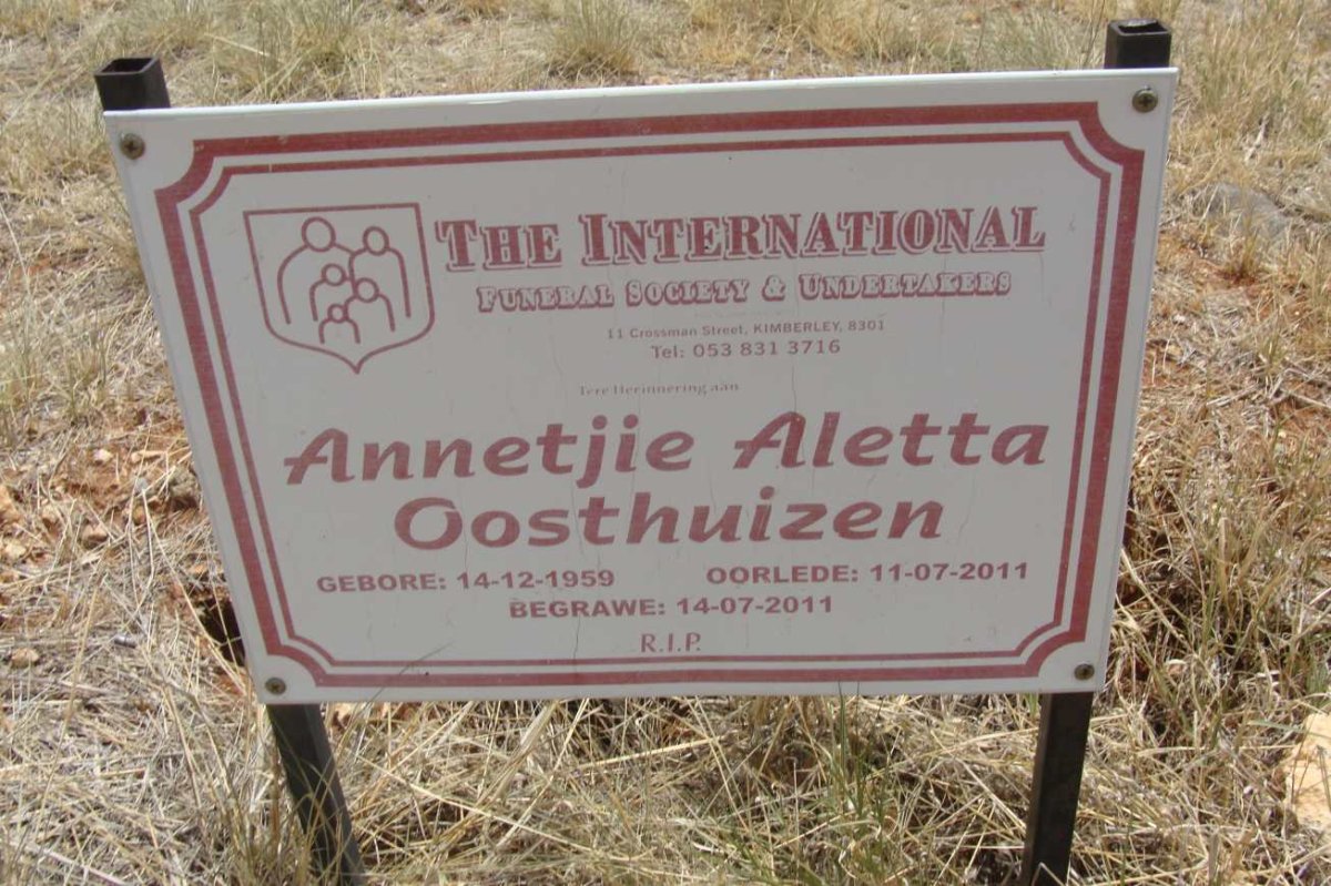 OOSTHUIZEN Annetjie Aletta 1959-2011