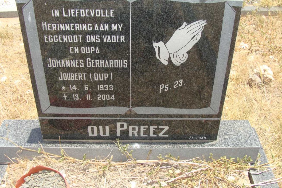 PREEZ Johannes Gerhardus Joubert, du 1933-2004