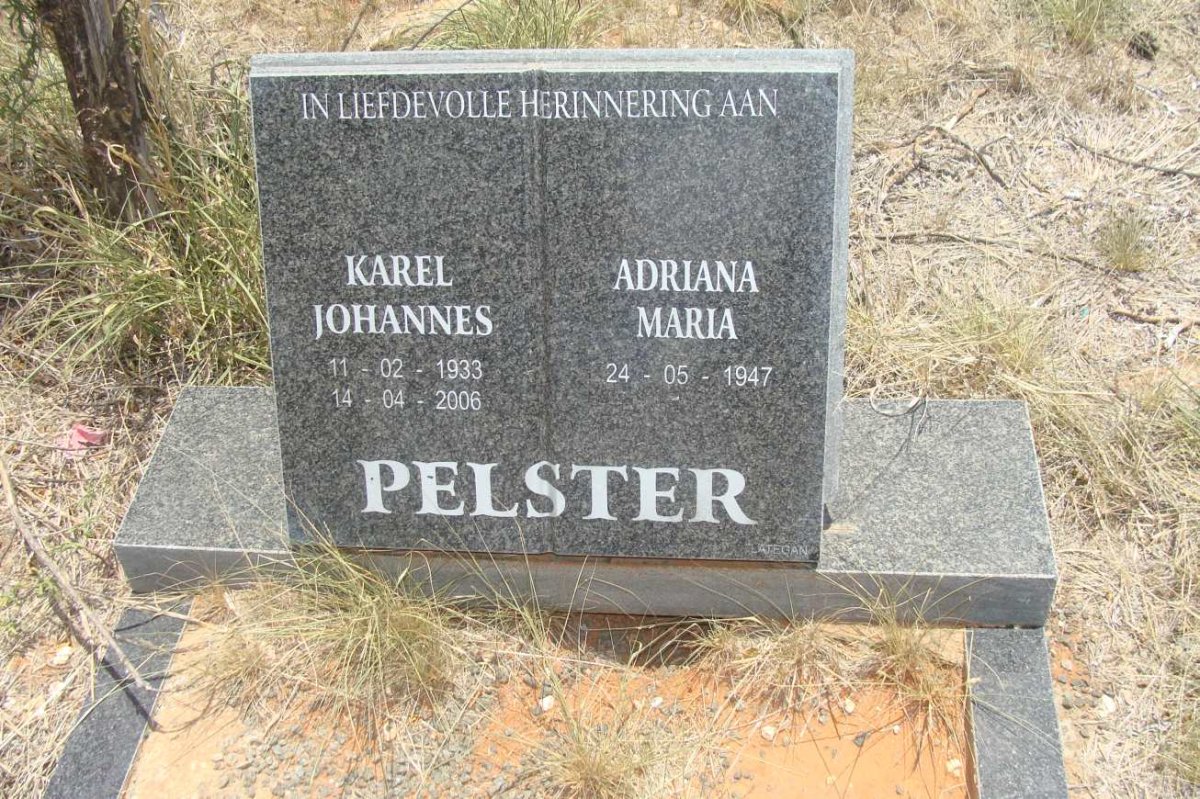 PELSTER Karel Johannes 1933-2006 &amp; Adriana Maria 1947-