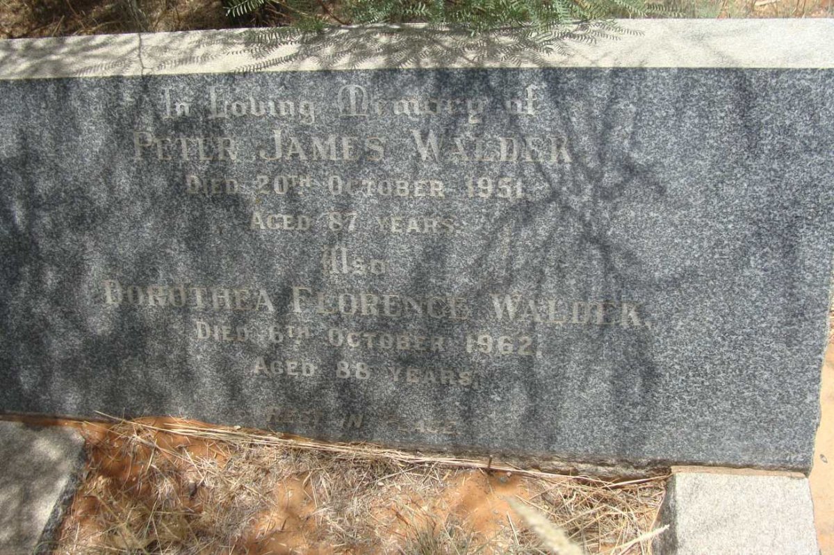 WALDEK Peter James -1951 &amp; Dorothea Florence -1962