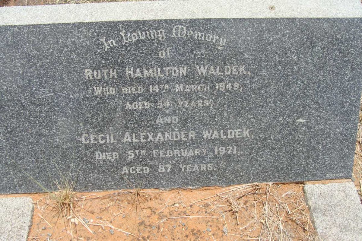 WALDEK Cecil Alexander -1971 &amp; Ruth Hamilton -1949