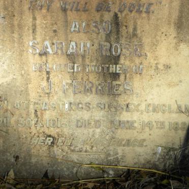 FERRIES Alexander Thomas 1875-1880 :: FERRIES Alick John 1880-1882 :: FERRIES Sarah Rose 1813-188?