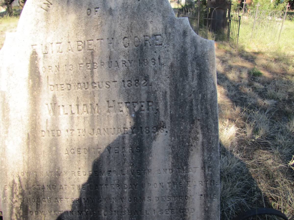HEFFER William -1896 :: GORE Elizabeth 1881-1882