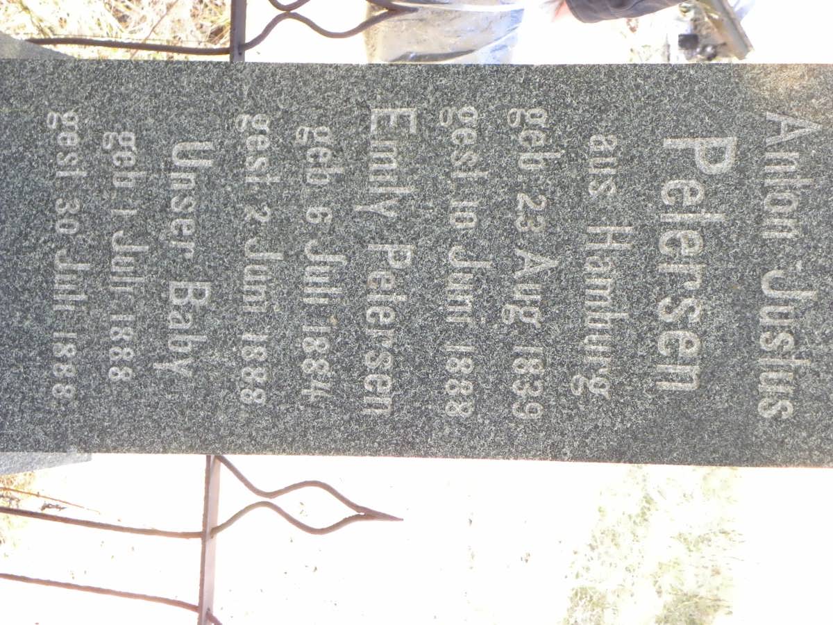 PETERSEN Anton Justus 1839-1888 :: PETERSEN Emily 1884-1888 :: UNSER 1888-1888