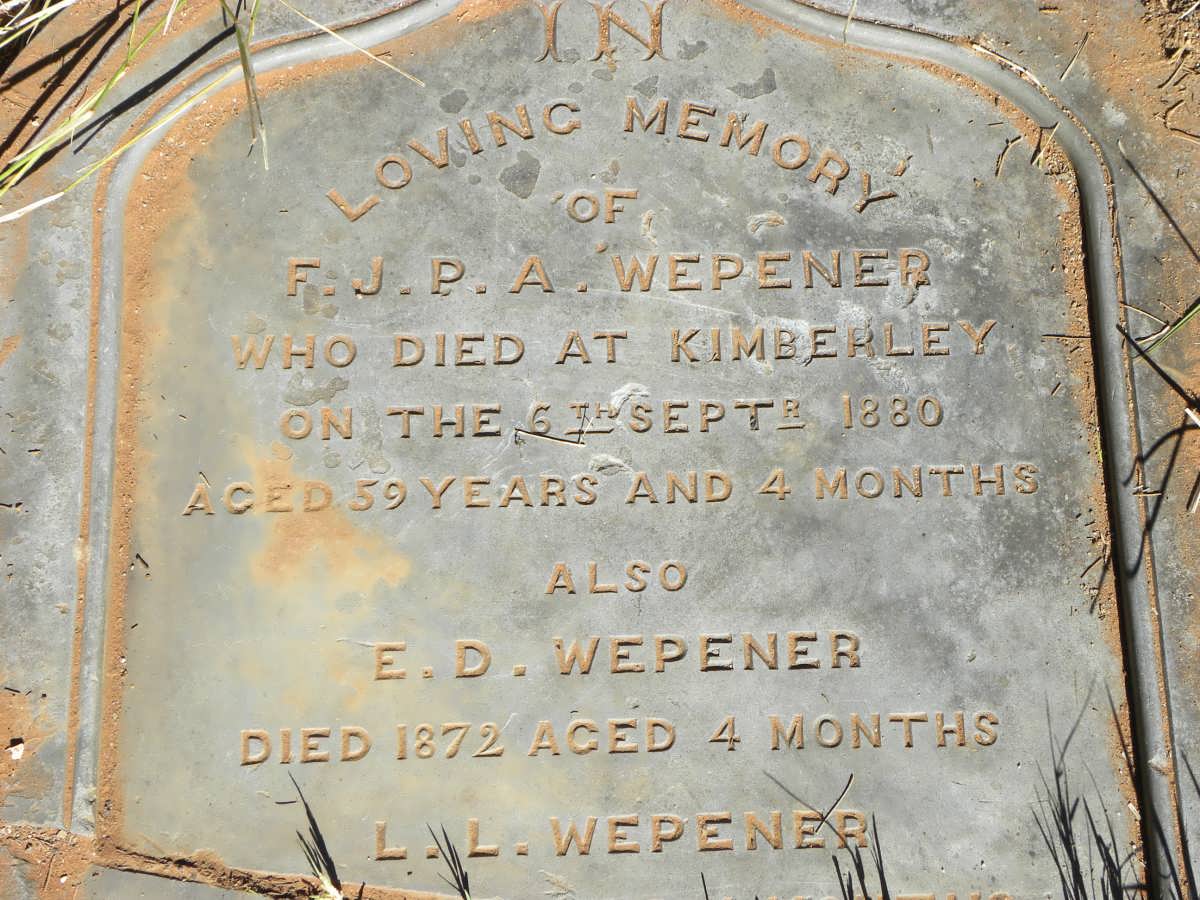 WEPENER F.J.P.A. -1880 :: WEPENER E.D. -1872 :: WEPENER L.L. -1875 :: PROCTOR J.M.F. -1879