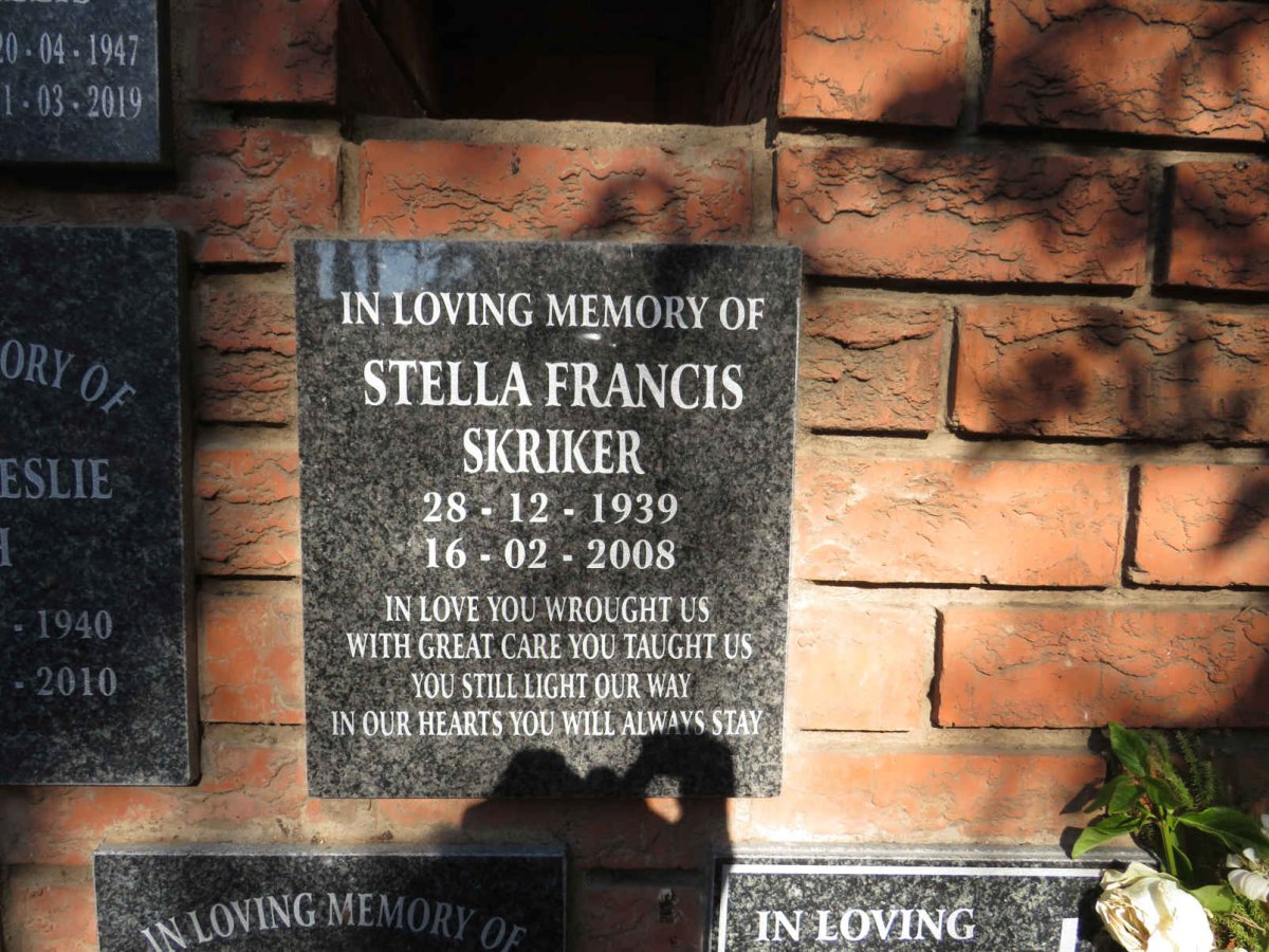 SKRIKER Stella Francis 1939-2008