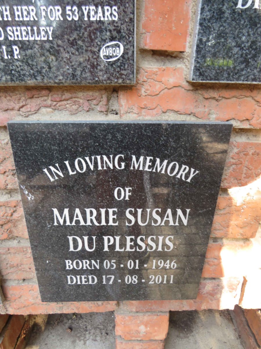 PLESSIS Marie Susan, du 1946-2011