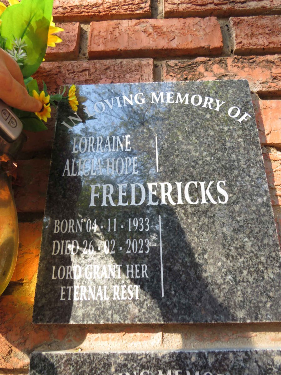 FREDERICKS Lorraine Alicia Hope 1933-2023
