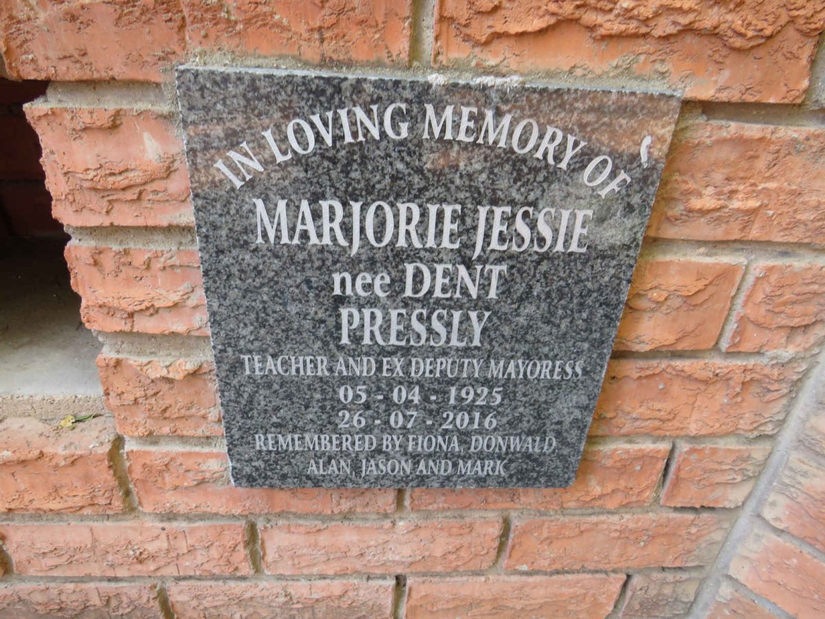 PRESSLY Marjorie Jessie nee DENT 1925-2016