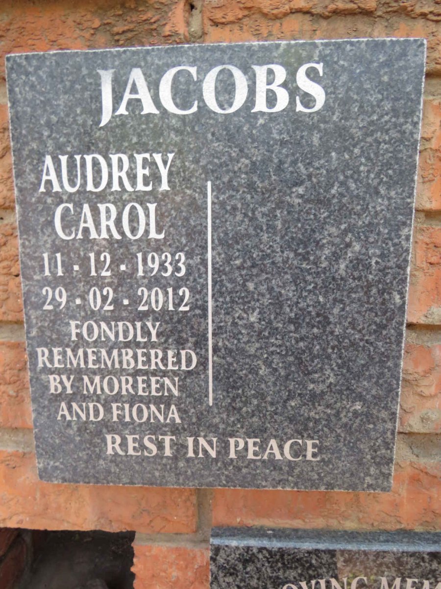JACOBS Audrey Carol 1933-2012