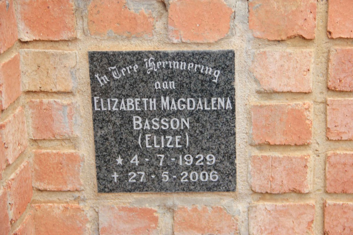 BASSON Elizabeth Magdalena 1929-2006