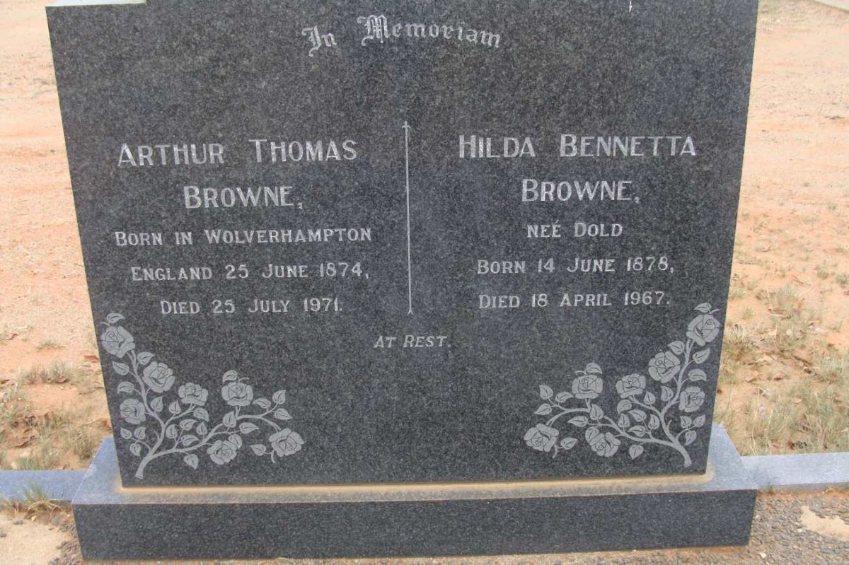 BROWNE Arthur Thomas 1874-1971 &amp; Hilda Bennetta DOLD 1878-1967
