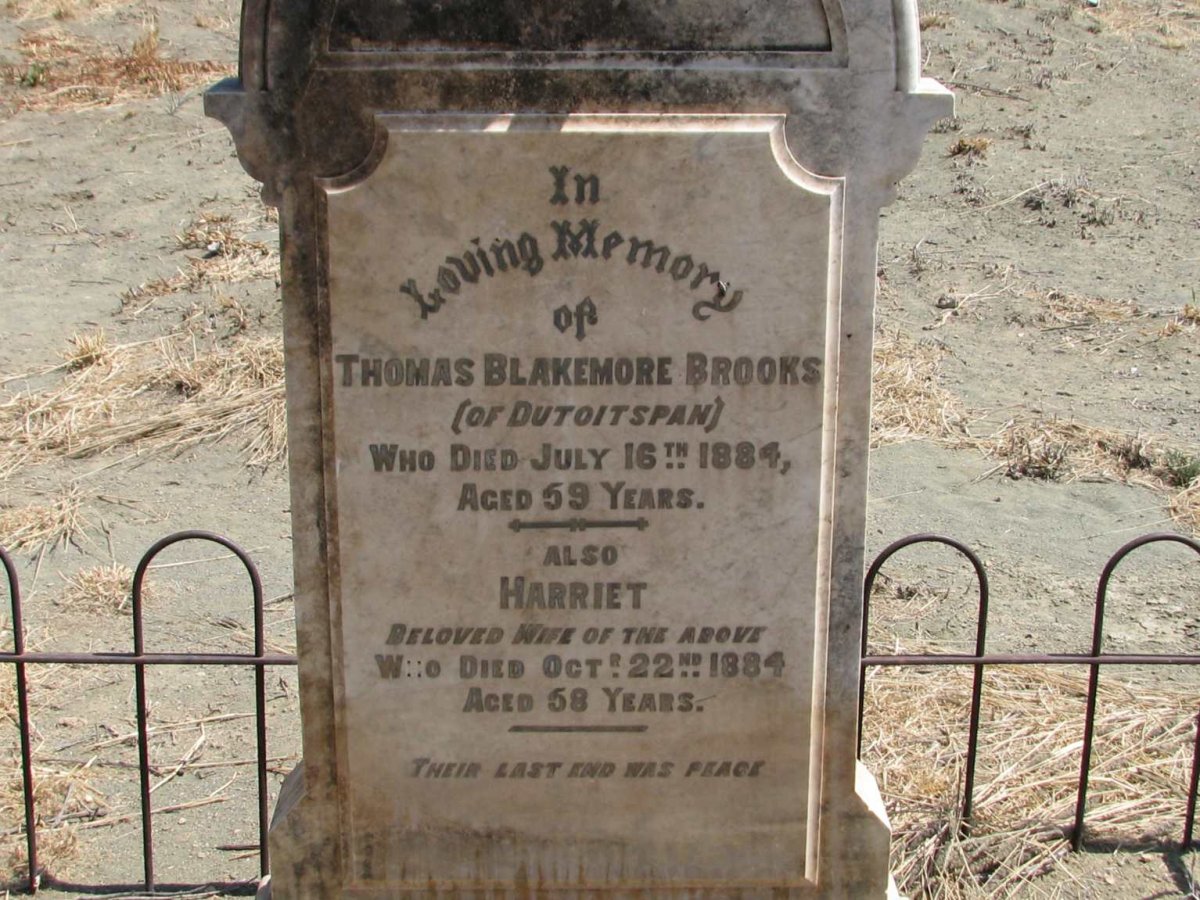 BROOKS Thomas Blakemore -1884 &amp; Harriet -1884