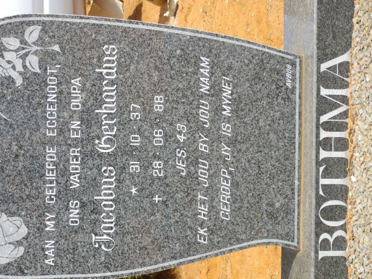 BOTHMA Jacobus Gerhardus 1937-1988