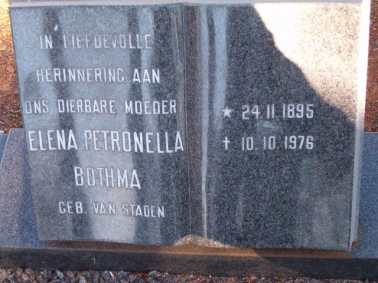 BOTHMA Elena Petronella nee VAN STADEN 1895-1976