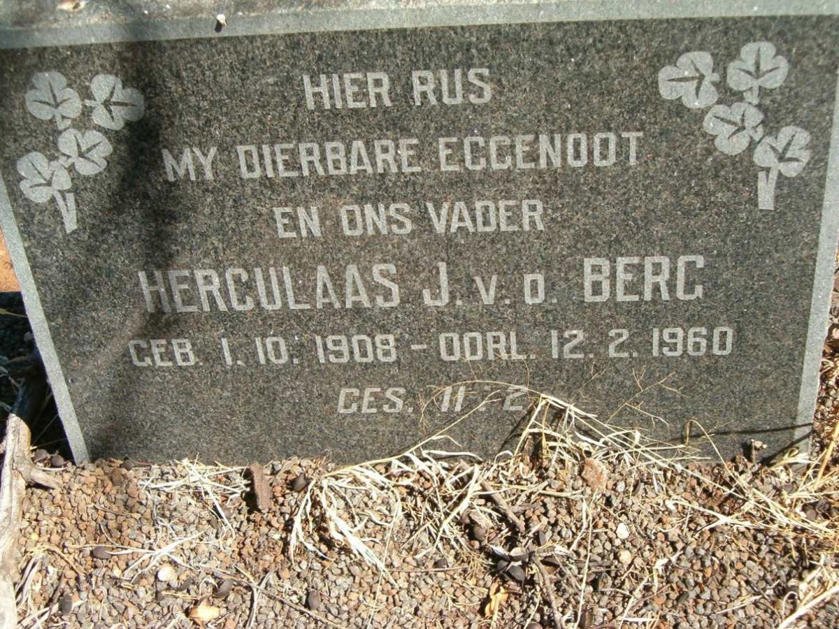 BERG Herculaas J., v.d. 1908-1960