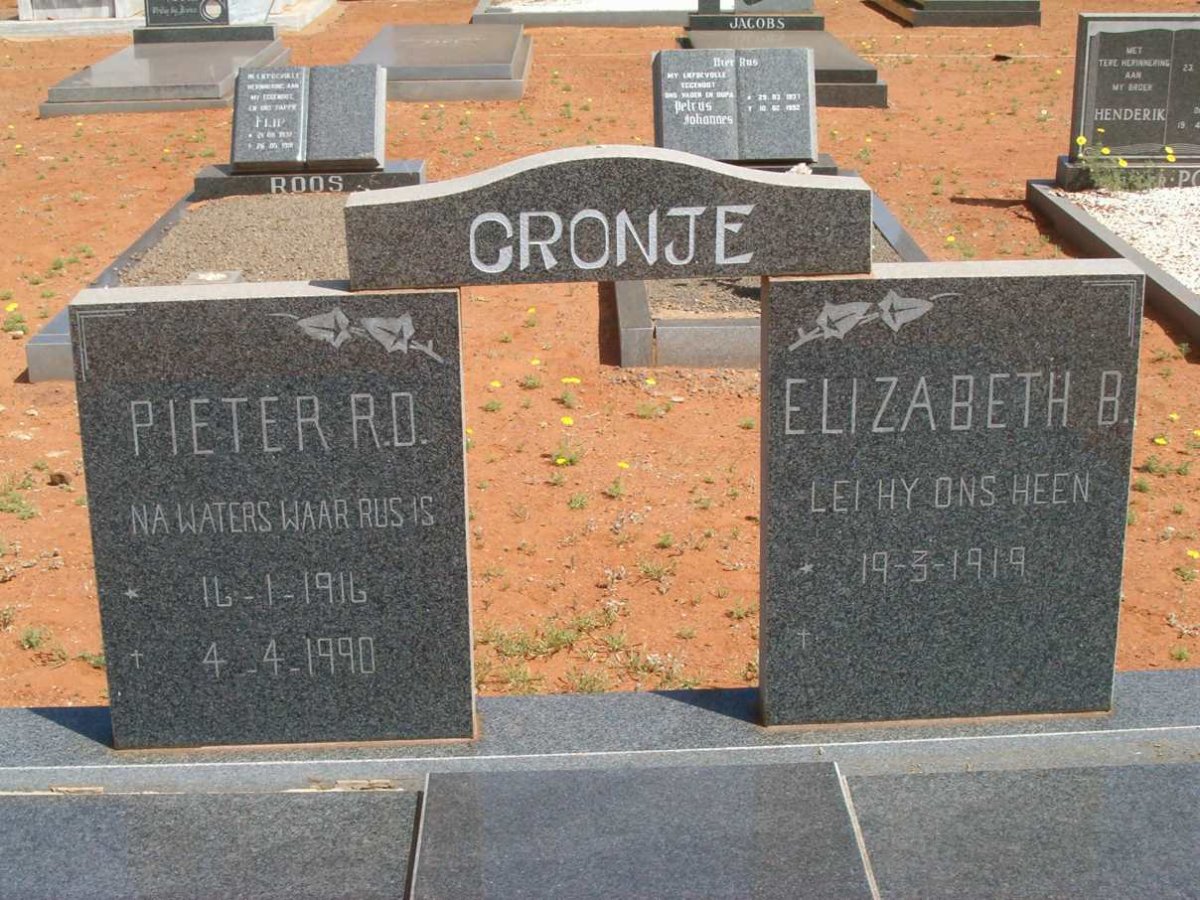 CRONJE Pieter 1916-1990 &amp; Elizabeth 1919-