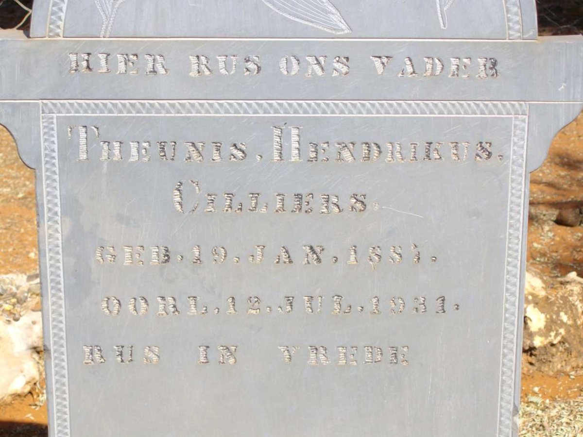 CILLIERS Theunis Hendrikus 1881-1931