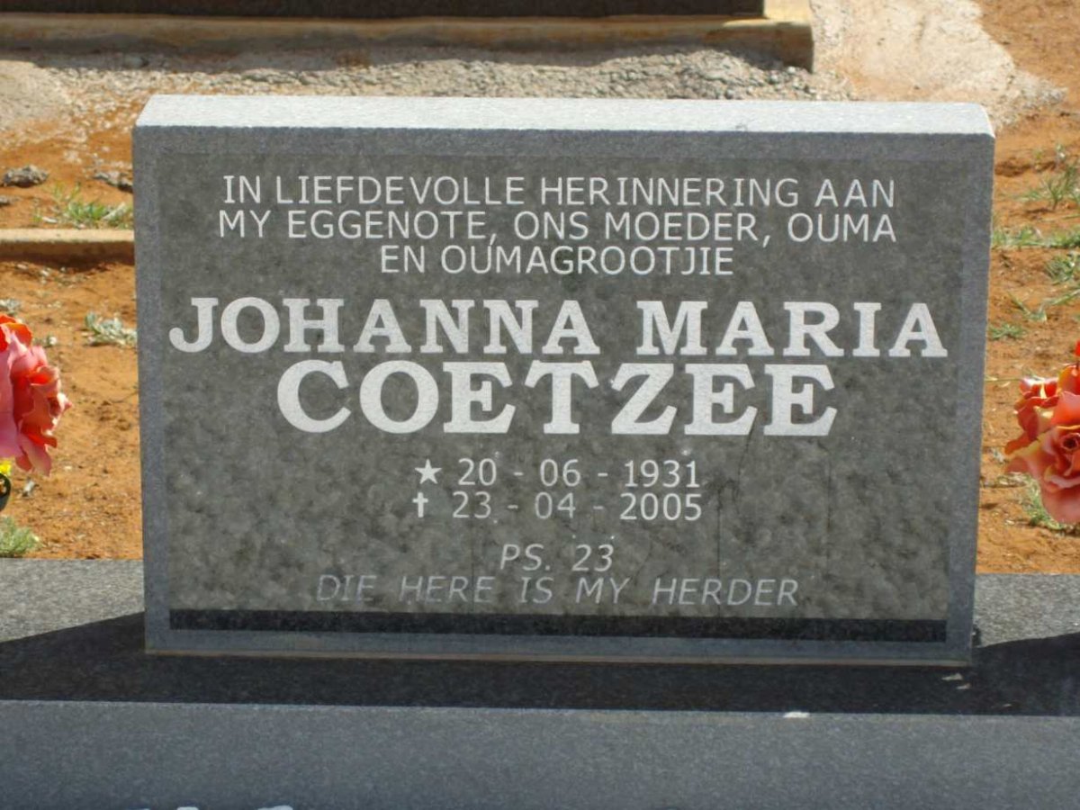 COETZEE Johanna Maria 1931-2005