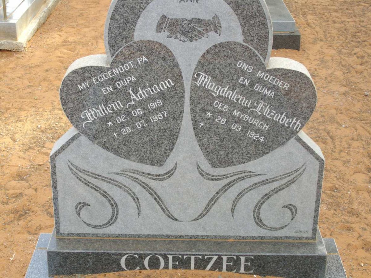 COETZEE Willem Adriaan 1919-1987 &amp; Magdalena Elizabeth MYBURGH 1924-