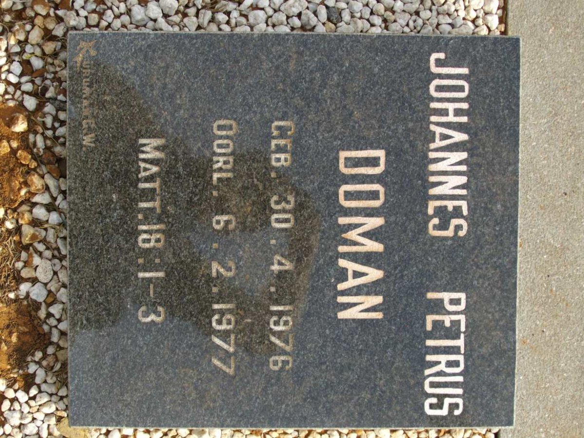 DOMAN Johannes Petrus 1976-1977