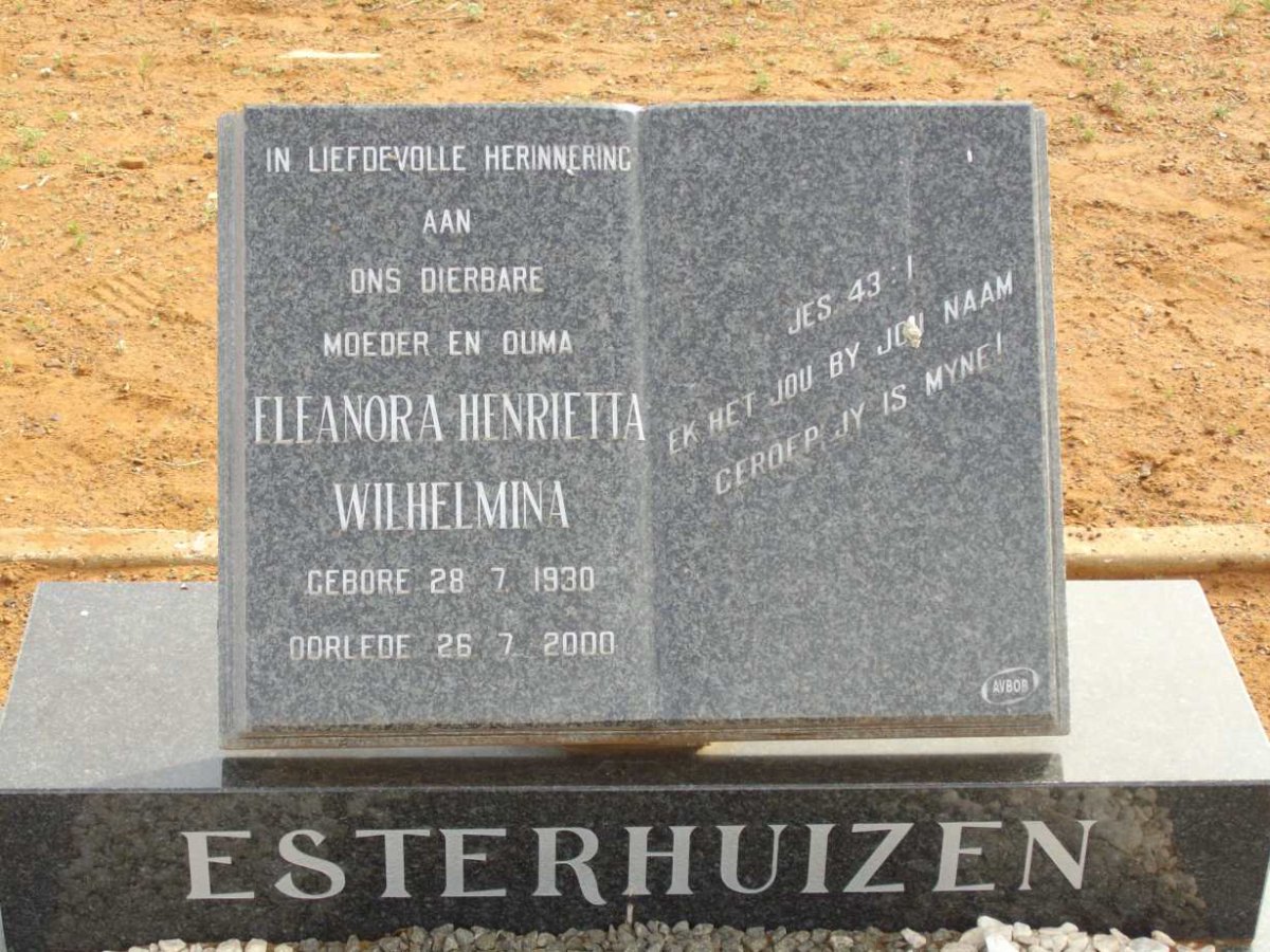 ESTERHUIZEN Eleanora Henrietta Wilhelmina 1930-2000