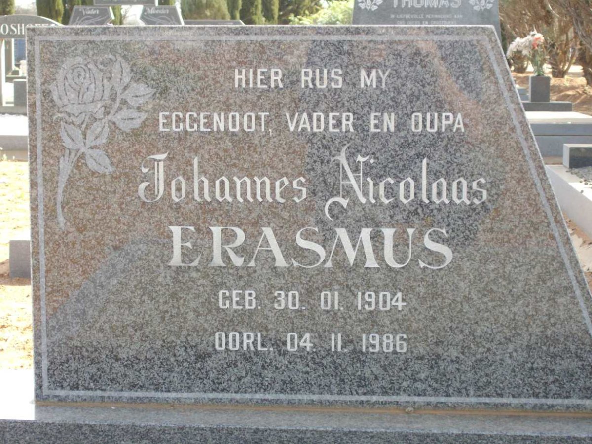 ERASMUS Johannes Nicolaas 1904-1986