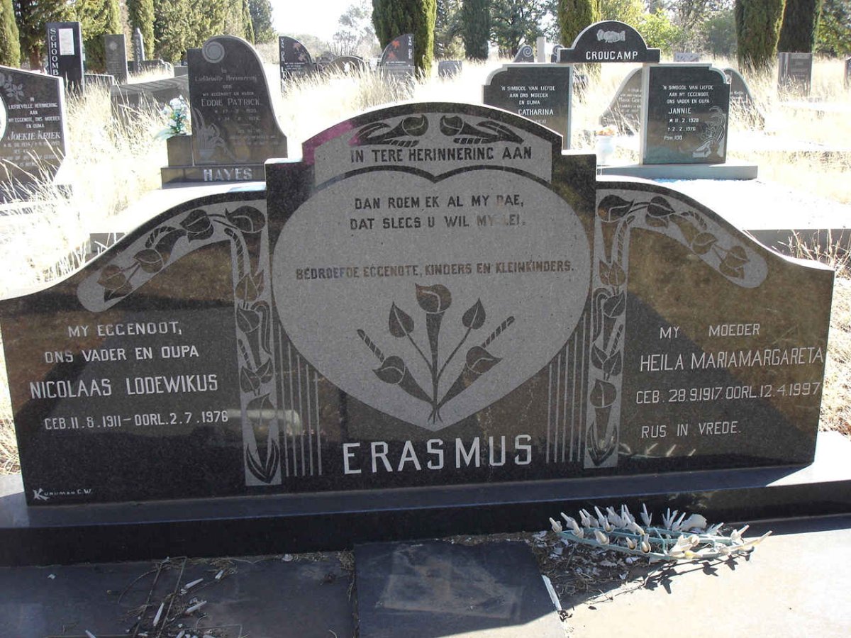 ERASMUS Nicolaas Lodewikus 1911-1976 &amp; Heila Maria Margareta 1917-1997