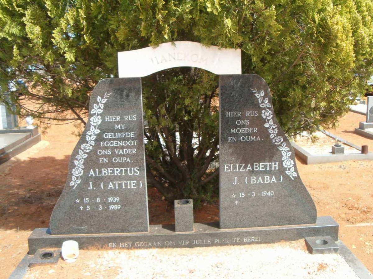 HANEKOM Albertus J. 1939-1989 &amp; Elizabeth J. 1940-