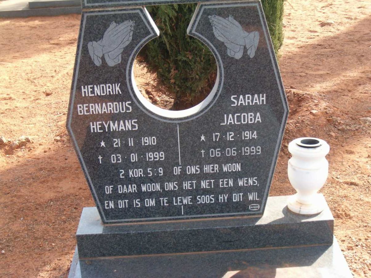 HEYMANS Hendrik Bernardus 1910-1999 &amp; Sarah Jacoba 1914-1999