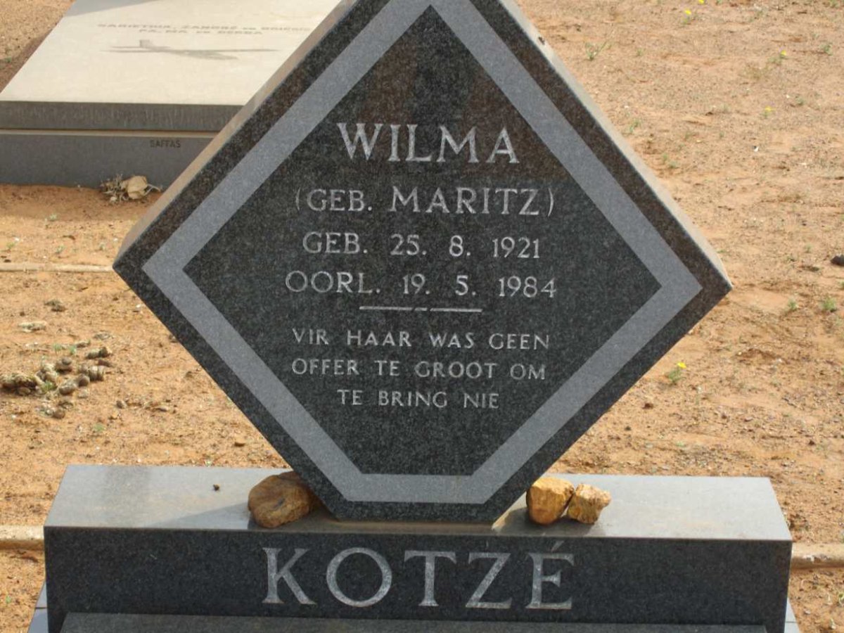 KOTZÉ Wilma nee MARITZ 1921-1984
