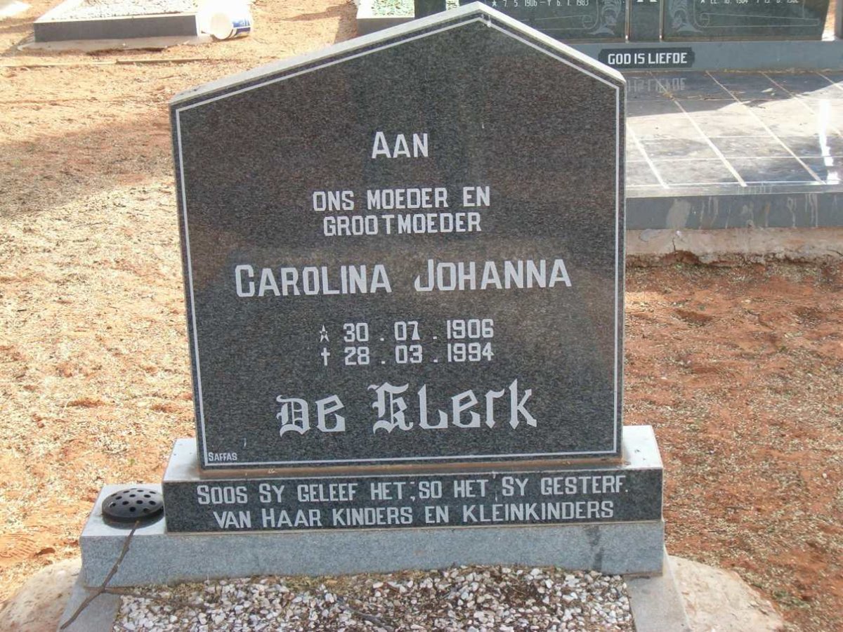 KLERK Carolina Johanna, de 1906-1994