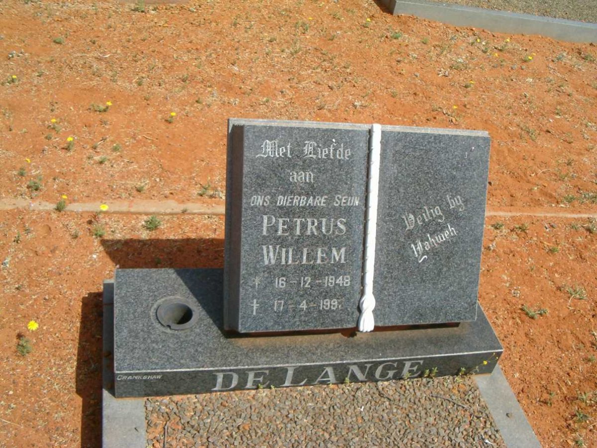 LANGE Petrus Willem, de 1948-199?