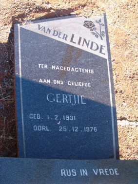 LINDE Gertjie, van der 1931-1976