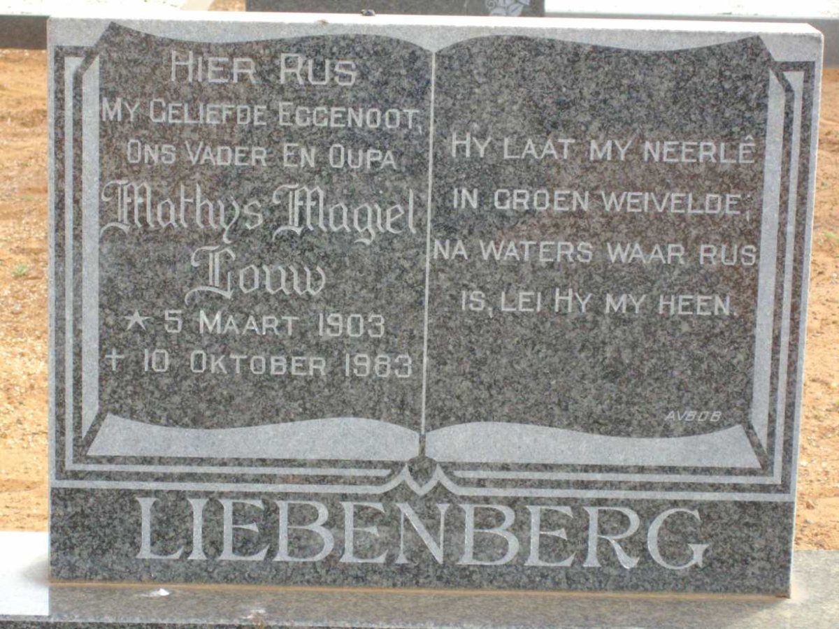LIEBENBERG Matthys Magiel Louw 1903-1983