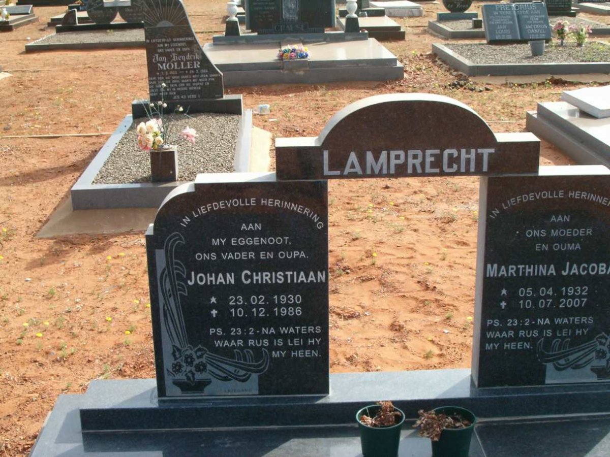 LAMPRECHT Johan Christiaan 1930-1986 &amp; Marthina Jacoba 1932-2007
