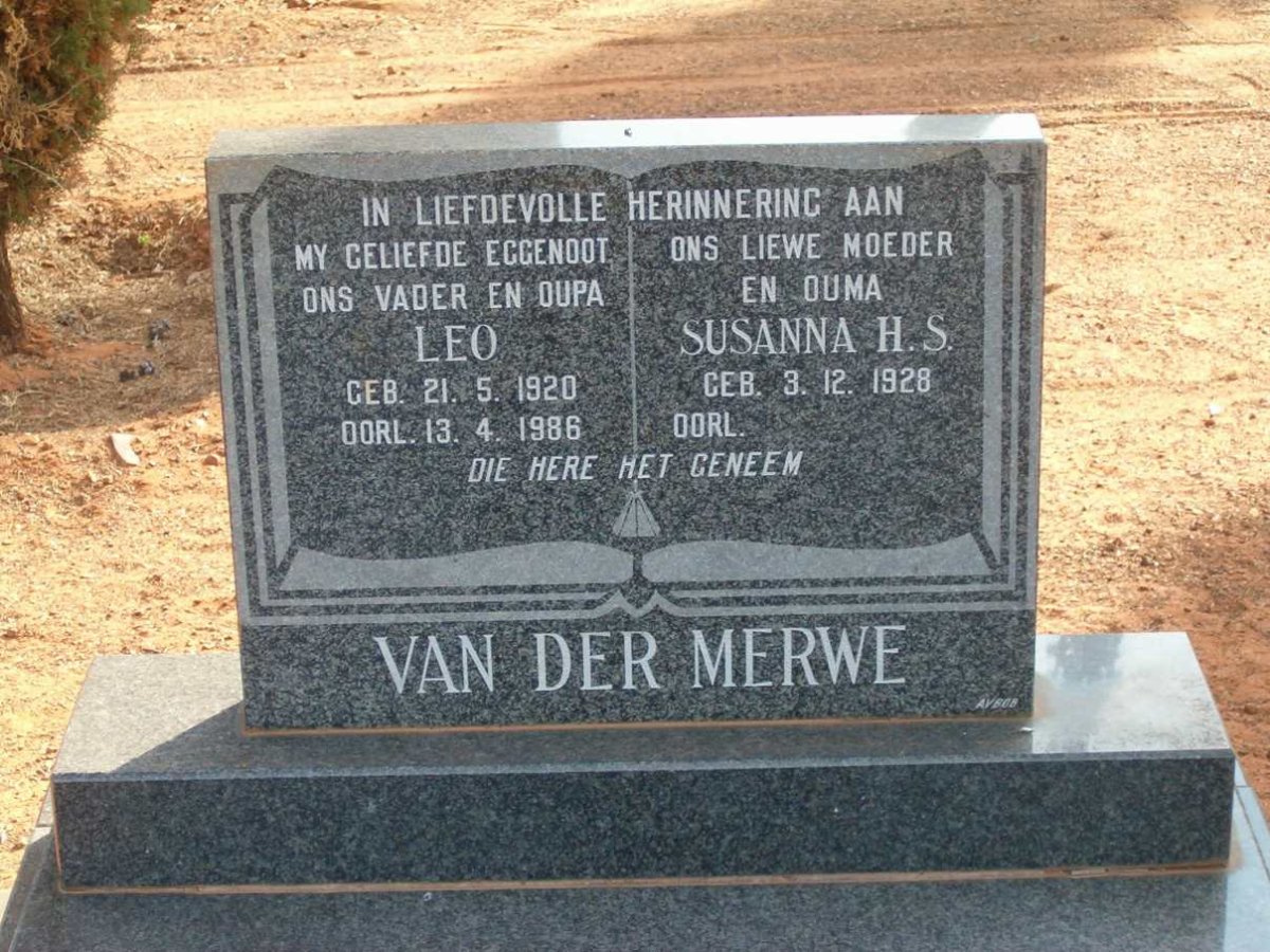 MERWE Leo, van der 1920-1986 &amp; Susanna H.S. 1928-