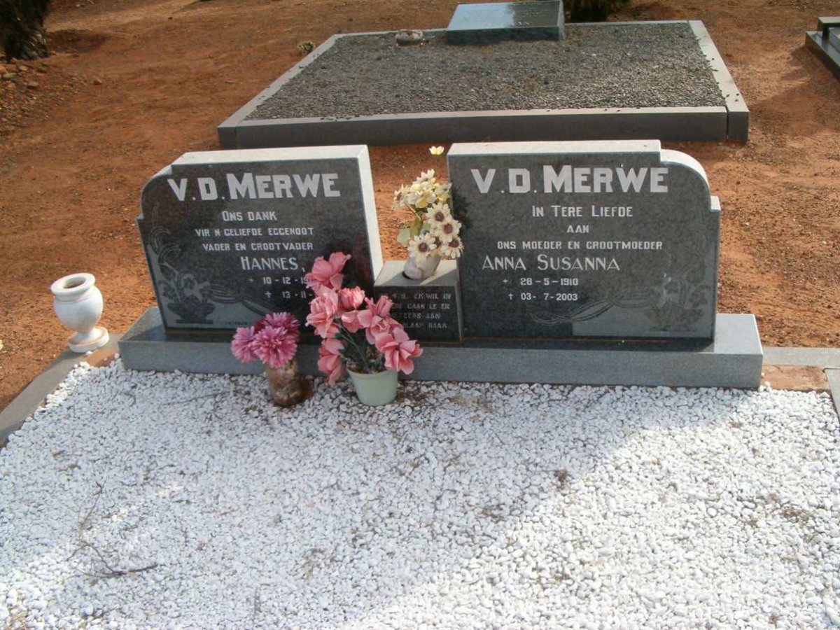 MERWE Hannes, v.d. 1909-1979 &amp; Anna Susanna 1910-2003