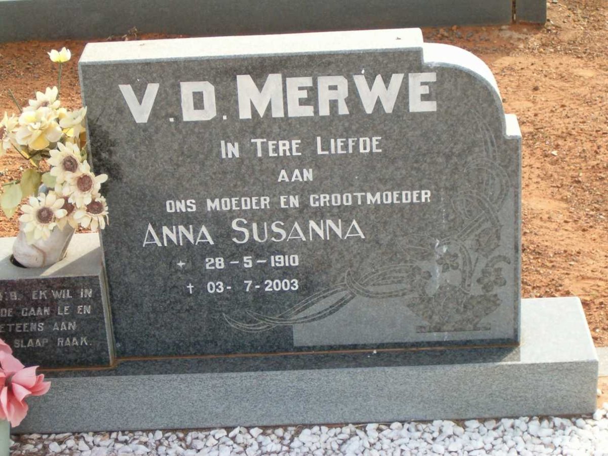MERWE Anna Susanna, v.d. 1910-2003