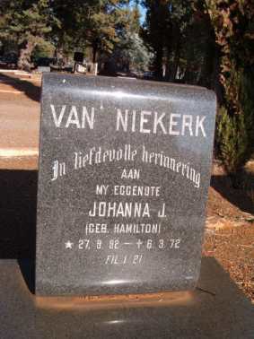 NIEKERK Johanna J., van nee HAMILTON 1892-1972