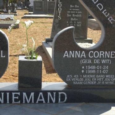 NIEMAND Anna Cornelia nee DE WIT 1948-1998